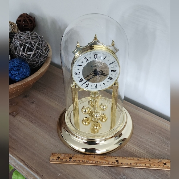 ⏰ Chronos Gold Glass Dome Anniversary Mantel Clock – Rotating Pendulum, Elegant - Picture 14 of 15